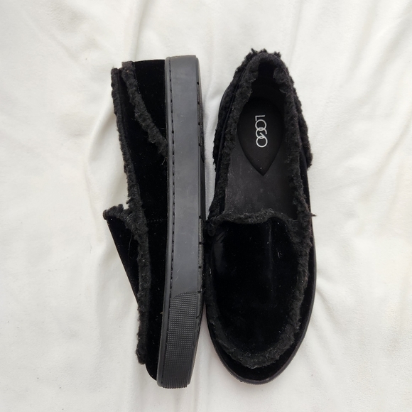LOGO by Lori Goldstein size 8M black Libby faux fur loafer - Picture 1 of 7